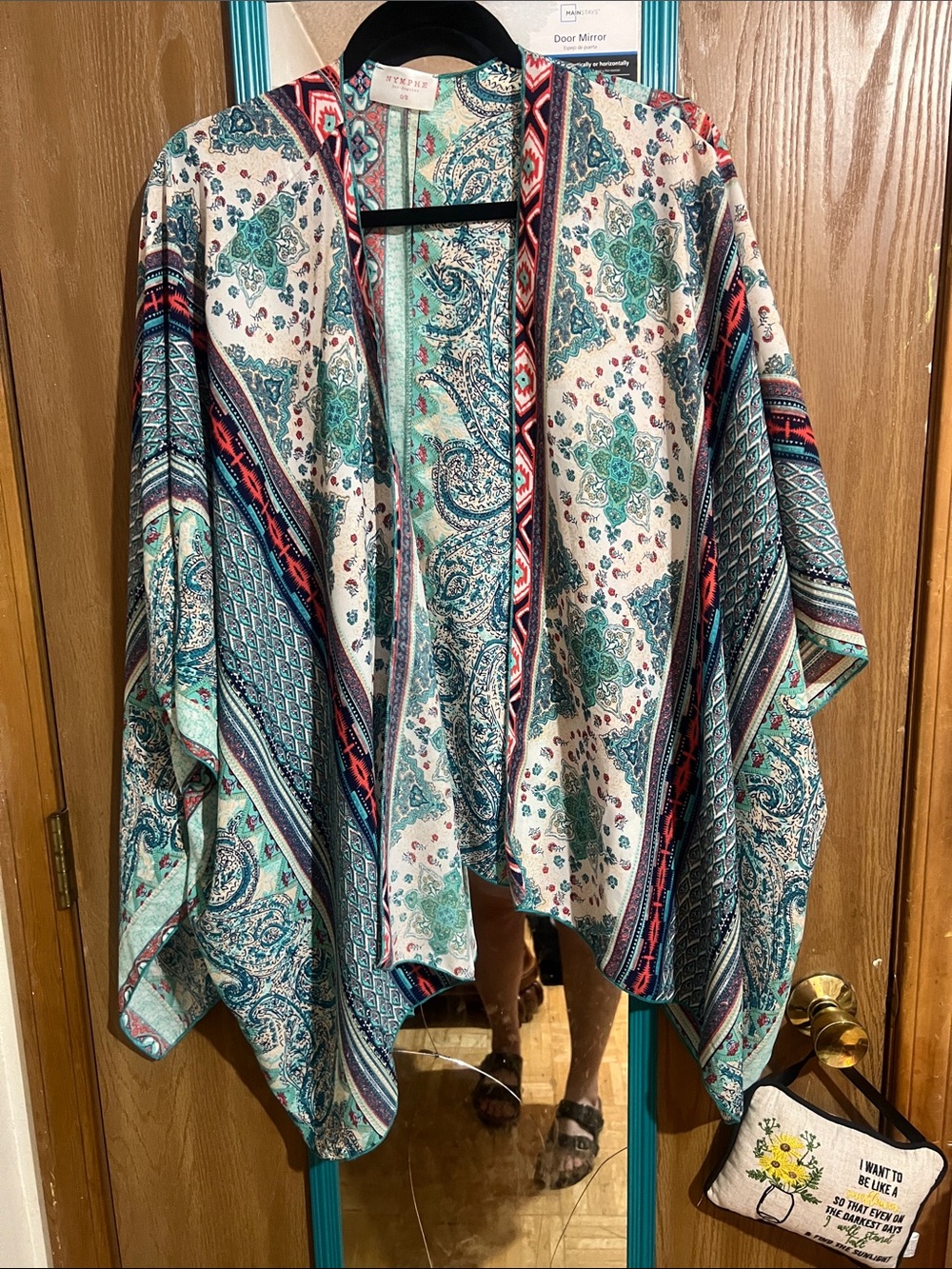 NYMPHE Multicolor Boho Kimono - Teal, Coral & Navy